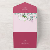 3in1 Pink Magnolias Sage Eucalyptus Wedding RSVP A オールインワン招待状 (外側)