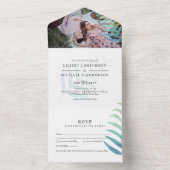 3in1 Tropical Palm Leaf PHOTOの予算結婚RSVP オールインワン招待状 (内側)