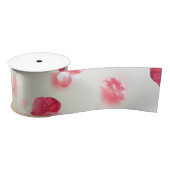3in satin Ribbon flower petal print サテンリボン (リール)