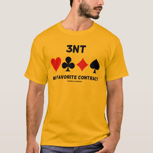 3NT契約4枚のお気に入りのカードがブリッジに適合 Tシャツ (正面)