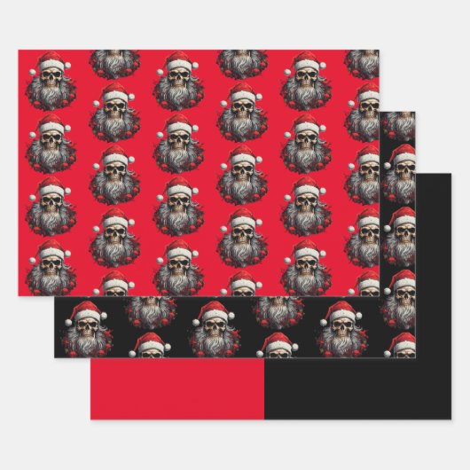 3pcサンタスカルラッピングシート ラッピングペーパーシート (セット)