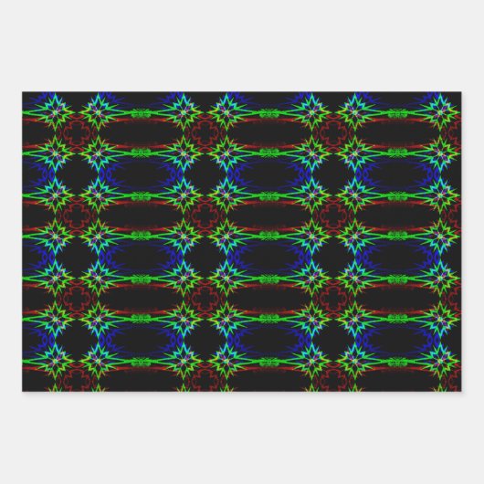 3pcスターサイケデリックラッピング紙 ラッピングペーパーシート (正面2)