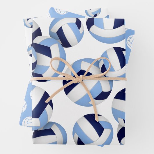 3pcセット海軍ライトブルーチームカラーバレーボール ラッピングペーパーシート (インサイチュ)