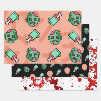 3pcミリメートル、脳…ハロウィーンラッピング紙シート ラッピングペーパーシート