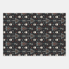 3pc。スカル包装紙 ラッピングペーパーシート