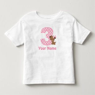 3rdバースデーガールパピーTパーソナライズされたシャツ トドラーTシャツ