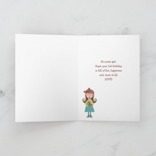 3rdバースデーガール歌唱ハッピーバースデーカード カード (内部)