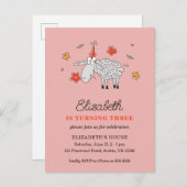 3rdバースデーハットマンガースカワイトヒツフラワーラム インビテーションポストカード (正面/裏面)