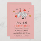 3rdバースデーハットマンガースカワイトヒツフラワーラム 招待状 (正面/裏面)