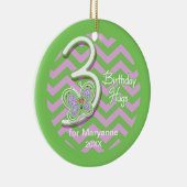 3rdバースデーバタフライハグ名前をカスタムする セラミックオーナメント (右)