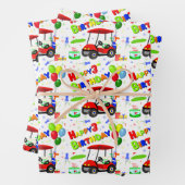 3rdバースデーレッドゴルフカート少年のパターン ラッピングペーパーシート (インサイチュ)