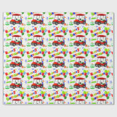 3rdバースデーレッドゴルフカート少年のパターン ラッピングペーパー (フラット)