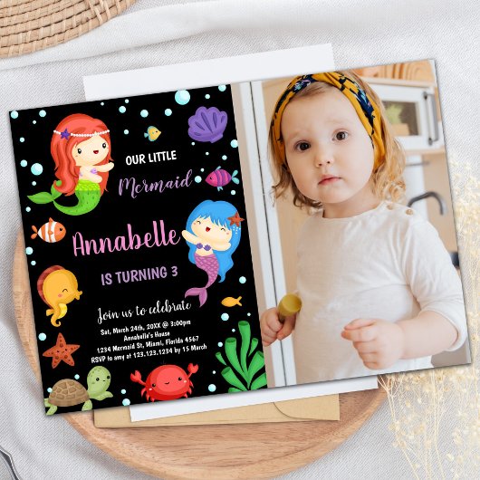 3rdブラックメルメイズ誕生日招待状と写真 招待状