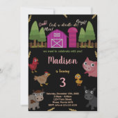 3rdブラックレッドファーム動物誕生日招待状 招待状 (正面)