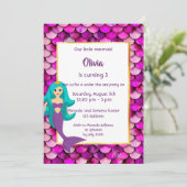 3rdマーメイド誕生日パーティー招待ピンクパープル 招待状 (スタンド正面)