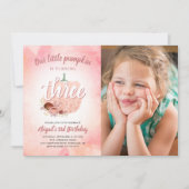 3rd誕生日カボチャバラ金ゴールドグリッター写真 招待状 (正面)