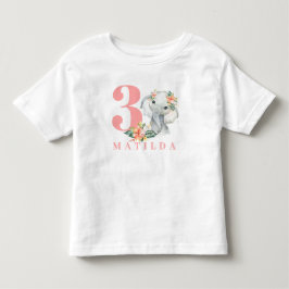 3rd誕生日ゾウのフローラtシャツ トドラーTシャツ