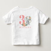 3rd誕生日ゾウのフローラtシャツ トドラーTシャツ (裏面)