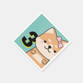 3rd誕生日パーティーかわいい柴犬パピーエンジェル スタンダードカクテルナプキン (角)