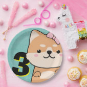 3rd誕生日パーティーかわいい柴犬パピーエンジェル ペーパープレート (パーティー)