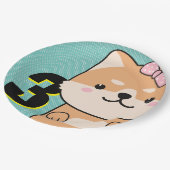 3rd誕生日パーティーかわいい柴犬パピーエンジェル ペーパープレート (アングル)