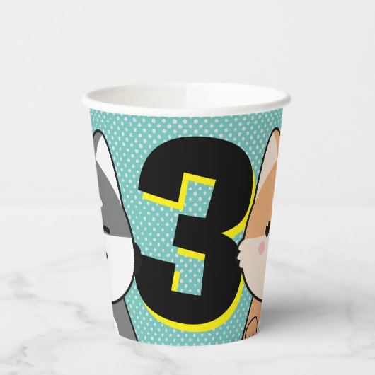 3rd誕生日パーティーかわいい柴犬パピーエンジェル 紙コップ (左)