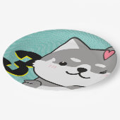 3rd誕生日パーティーかわいい柴犬パピーキキ ペーパープレート (アングル)