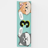 3rd誕生日パーティーカスタマイズ可能な柴犬子犬 横断幕 (縦)