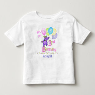 3rd誕生日パーティーガールプリンセスベア トドラーTシャツ