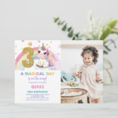 3rd誕生日ユニコーン誕生日招待状写真 招待状 (スタンド正面)
