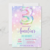 3rd誕生日招待状ガール3rd誕生日パーティーイン 招待状 (正面)