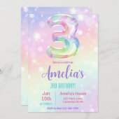 3rd誕生日招待状ガール3rd誕生日パーティーイン 招待状 (正面/裏面)