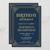 3rd誕生日招待状誕生日ディナーボーイ海軍 招待状 (正面/裏面)