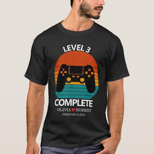 3rd 結婚記念日 オリジナル レトロ ゲーム tシャツ (正面)