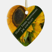 3rd Anniversary Editable Sunflower セラミックオーナメント (右)