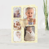 3rd Birthday 5 Picture Yellow Gold Pink Hearts カード (正面)