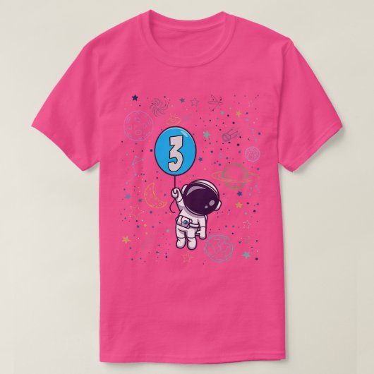 3rd Birthday  Astronaut 3 Years Old Birthday Boy  Tシャツ (デザイン正面)