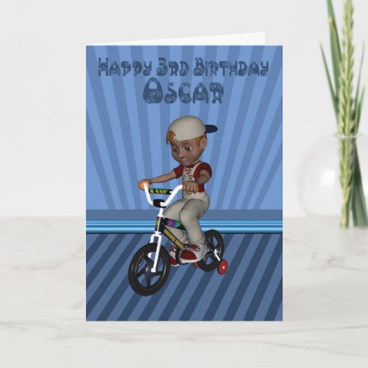 3rd birthday card for granson oscar, named card カード (正面)
