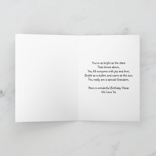 3rd birthday card for granson oscar, named card カード (内部)