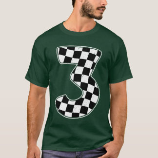3rd Birthday Checkered Number 3 Car Racing Flag re Tシャツ