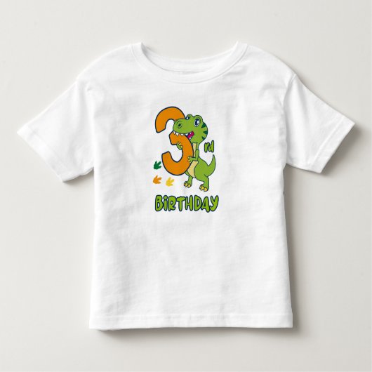3rd birthday dinosaur  トドラーTシャツ (正面)