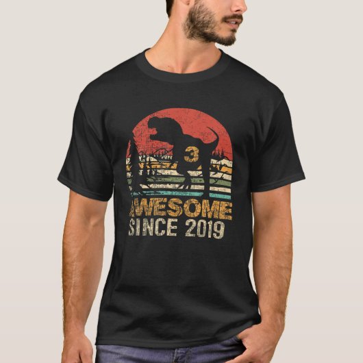 3Rd Birthday Dinosaur Awesome 2019 T Rex 3 Year Ol Tシャツ (正面)