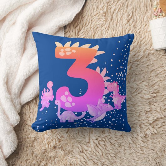 3rd Birthday. Dinosaur Design. My third birthday. クッション (ブランケット)