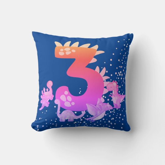 3rd Birthday. Dinosaur Design. My third birthday.  クッション (正面)