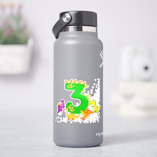 3rd Birthday. Dinosaur Design. My third birthday.  シール (HydroFlask)