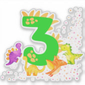 3rd Birthday. Dinosaur Design. My third birthday.  シール (正面)