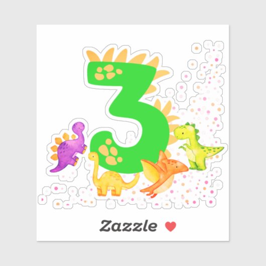 3rd Birthday. Dinosaur Design. My third birthday.  シール (シート)