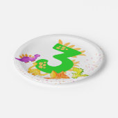 3rd Birthday. Dinosaur Design. My third birthday. ペーパープレート (アングル)