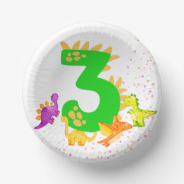 3rd Birthday. Dinosaur Design. My third birthday.  ペーパーボウル