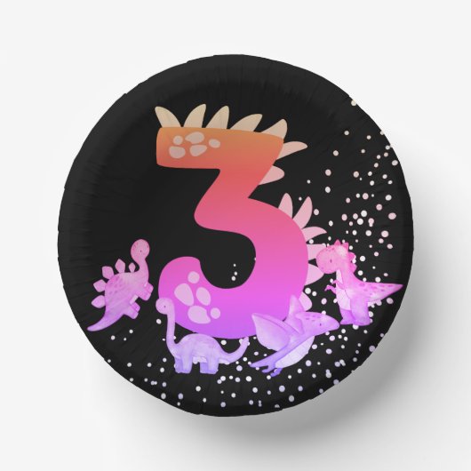 3rd Birthday. Dinosaur Design. My third birthday. ペーパーボウル (正面)